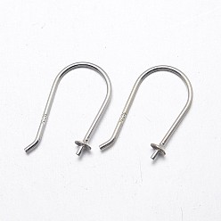 Silver 925 Sterling Silver Earring Hook Findings, Silver, Tray: 3mm, 18mm, 20 Gauge, Pin: 0.8mm, about 47pairs/20g