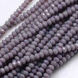 Púrpura Media Cuentas de rondelle de cristal de color sólido opaco hebras, facetados, púrpura medio, 3.5x2.5~3 mm, agujero: 1 mm, sobre 138 unidades / cadena, 12.9 pulgada