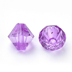 Dark Violet Transparent Acrylic Beads, Bicone, Dark Violet, 4x4mm, Hole: 1.2mm, about 17000pcs/500g