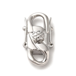 Stainless Steel Color 316 Surgical Stainless Steel Twister Clasps, Stainless Steel Color, 26x14x7.5mm, Hole: 5x5mm and 4.5x4.5mm