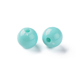 Pale Turquoise Opaque Acrylic Beads, Round, Pale Turquoise, 8x7mm, Hole: 2mm, about 111pcs/500g