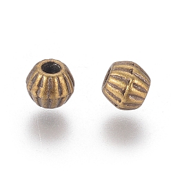 Bronze Antique Alliage de perles d'entretoise de style tibétain, sans plomb et sans cadmium, Toupie, couleur de bronze antique, 4x4.5mm, Trou: 1mm