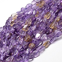 Ametrine Natural Ametrine Nuggets Beads Strands, Tumbled Stone, 9~12x8~13x5~7mm, Hole: 1mm, about 15.3 inch~15.7 inch