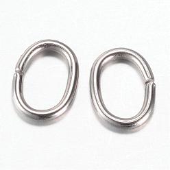 Color de Acero Inoxidable 201 conectores de enlace rápido de acero inoxidable, que une los anillos, oval, color acero inoxidable, 8x6x1 mm, agujero: 3.5x6 mm, 2000 unidades / bolsa