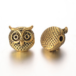 Antique Golden Owl Alloy Beads, Antique Golden, 11x11x9mm, Hole: 1.5mm