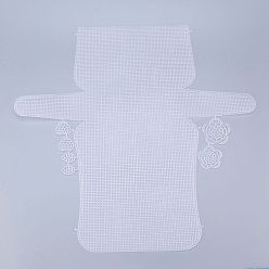 Blanc Feuilles de toile de maille en plastique, pour la broderie, fabrication de fil acrylique, projets de tricot et de crochet, fleur et coeur et feuille, blanc, 50.6x53.8x0.15mm, trou: 4x4 mm, feuille: 29.8x20x1.2 mm, cœur: 32x33x1.2 mm, fleurs: 51x52x1.2 mm et 61x62x1.2 mm