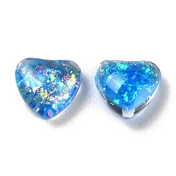 Dodger Blue Resin Imitation Opal Cabochons, Heart, Dodger Blue, 5.5x6x3mm