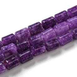 Фиолетовый Природного нефрита нитей бисера, колонка, окрашенная и подогревом, фиолетовые, 5.6~6.3x4.2~4.6 мм, отверстие : 0.9 мм, около 65 шт / нитка, 14.96~15.12 (38~38.4 см)