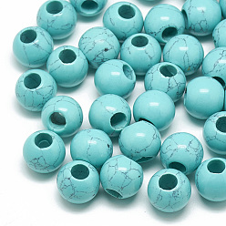 Synthetic Turquoise Dyed Synthetic Turquoise Beads, Large Hole Beads, Rondelle, 14x12mm, Hole: 5.5mm