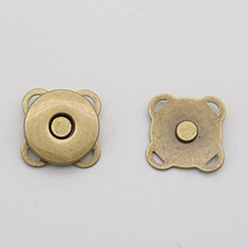 Bronce Antiguo Botones magnéticos de aleación sujetador de imán a presión, flor, para la confección de telas y bolsos, Bronce antiguo, 14 mm, 2 PC / sistema