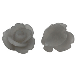 Gray Resin Cabochons, Frosted, Flower, Gray, Size: about 11mm in diameter, 6mm thick
