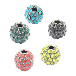 Mixed Color Alloy Rhinestone Beads, Grade A, Round, Gunmetal, Mixed Color, 8mm, Hole: 2mm