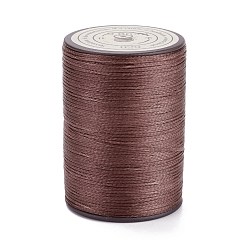 Brun Ficelle de fil de polyester ciré plat, cordon micro macramé, pour la couture de cuir, brun, 0.8~0.9x0.3mm, environ 109.36 yards (100m)/rouleau