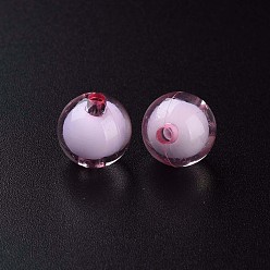 Pearl Pink Transparent Acrylic Beads, Bead in Bead, Round, Pearl Pink, 11.5x11mm, Hole: 2mm, about 520pcs/500g