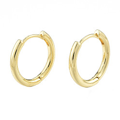 Golden Brass Hinged Hoop Earrings for Women, Nickel Free, Golden, 18x19.5x2.5mm, Pin: 1mm