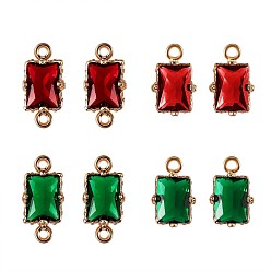 Colorful DIY Jewelry Making Finding Kit, Including Brass Cubic Zirconia Charm Link Connectors & Pendants, Rectangle, Colorful, 8Pcs/set