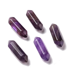 Amethyst Natural Amethyst Beads, Healing Stones, Reiki Energy Balancing Meditation Therapy Wand, No Hole, Faceted, Double Terminated Point, 22~23x6x6mm