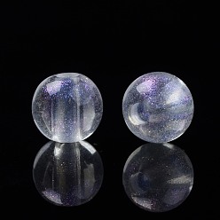 Clear Transparent Acrylic Beads, Glitter Powder, Round, Clear, 8x7mm, Hole: 2mm, about 1840pcs/500g