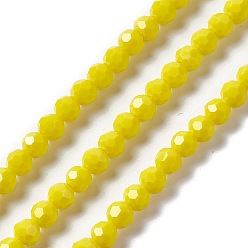 Желтый Граненые(32 грани) нити стеклянных бусин, круглые, желтые, 6x5.5 мм, отверстие : 1.2 мм, около 95 шт / нитка, 22.24'' (56.5 см)