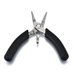 Black Stainless Steel Mini Flat Nipper Pliers, Flush Cutter, Ferronickel, with PVC Handle, Black, 10x5.5x1cm