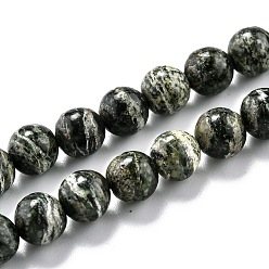 Jaspe Zébré Brins de perles de jaspe vert zèbre naturel, ronde, 6.5mm, Trou: 1mm, Environ 58 pcs/chapelet, 15.16'' (38.5 cm)