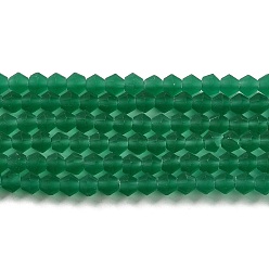 Verdemar Imitar hebras de cuentas de vidrio esmerilado de cristal austriaco, aa grado, bicono facetados, verde mar, 3.5x3 mm, agujero: 0.7 mm, sobre 162~185 unidades / cadena, 13.15~14.61 pulgada (33.4~37.1 cm)