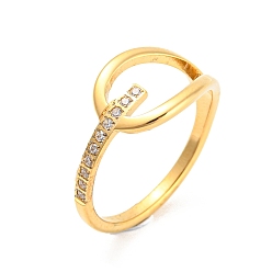 Oro Revestimiento de iones (ip) 304 anillos de acero inoxidable con diamantes de imitación, contacto hueco, dorado, tamaño de EE. UU. 8 (18.1 mm)