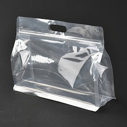Прозрачный Прозрачная пластиковая сумка с замком на молнии, пластиковый стоячий мешочек, закрывающиеся сумки, с ручкой, прозрачные, 19.2x26x0.08 см