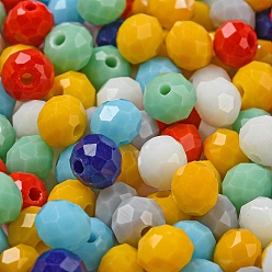Color mezclado Perlas de vidrio, facetados, Rondana plana, color mezclado, 6x5 mm, agujero: 1 mm, Sobre 2360 unidades / 500 g