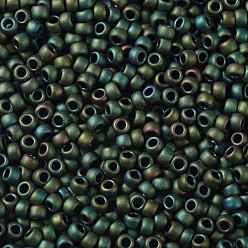 (707) Matte Color Iris Peridot Toho perles de rocaille rondes, perles de rocaille japonais, (707) couleur mate iris péridot, 11/0, 2.2mm, Trou: 0.8mm, environ5555 pcs / 50 g