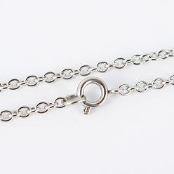 Stainless Steel Color 304 Stainless Steel Cable Chain Necklaces, with Spring Ring Clasps, Stainless Steel Color, 17.5 inch(44.4cm), 2mm