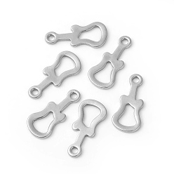 Stainless Steel Color 201 Stainless Steel Charms, Cut-Out, Guitar, Stainless Steel Color, 14x6x0.6~0.8mm, Hole: 1.4mm