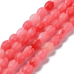 Cerise Synthetic Coral Beads Strands, Dyed, Flower, Cerise, 10~11x8~8.5x8~8.5mm, Hole: 0.8mm, about 35pcs/strand, 14.29''~14.57''(36.3~37cm)