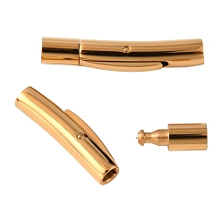 Golden 304 Stainless Steel Bayonet Clasps, Ion Plating (IP), Tube, Golden, 22.5x4x5mm, Hole: 3mm