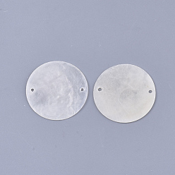Humo Blanco Conectores capiz shell links, plano y redondo, whitesmoke, 30x1 mm, agujero: 1.4 mm