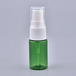 Verde Botellas de spray de plástico para mascotas portátiles vacías, atomizador de niebla fina, con tapa antipolvo, botella recargable, verde, 7.55x2.3 cm, capacidad: 10 ml (0.34 fl. oz)