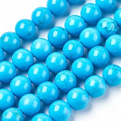 Howlite Natural Magnesite Beads Strands, Round, Dyed & Heated, 8~8.5mm, Hole: 1mm, about 49pcs/strand, 15.7 inch(40cm)