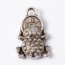 Antique Silver Toad Tibetan Style Alloy Pendants, Cadmium Free & Lead Free, Antique Silver, 17x11x4mm, Hole: 2mm