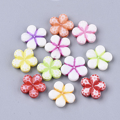 Mixed Color Craft Style Acrylic Beads, Flower, Mixed Color, 14x14.5x4mm, Hole: 1.4mm, about 1219pcs/500g