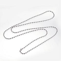 Stainless Steel Color 304 Stainless Steel Necklaces, with Clasps, Ball Chain Necklaces, Stainless Steel Color, 29.6 inch(75.2cm), 2.5mm