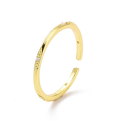 Oro Anillo abierto con circonita cúbica transparente, joyas de latón para mujer, dorado, diámetro interior: 17.6 mm