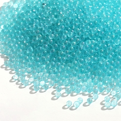Cyan Luminous DIY Nail Art Decoration Mini Glass Beads, Tiny Caviar Nail Beads, Glow In The Dark, Round, Cyan, 2mm