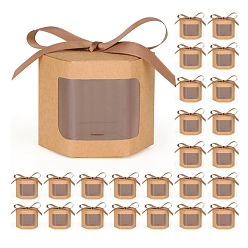 Pérou Boîtes de rangement pour mini gâteaux en carton en forme d'hexagone, coffret cadeau de bonbons dessert avec fenêtre transparente et ruban, Pérou, produit fini: 10x10x10cm
