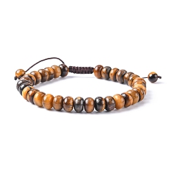 Œil De Tigre Bracelets de perles de tressé naturel oeil de tigre, avec cordon en nylon, 2 pouces ~ 2-1/2 pouces (5.2~6.6 cm)