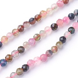 Coloré Tourmaline naturelle des perles brins, facette, ronde, colorées, 3mm, Trou: 0.5mm, Environ 115~130 pcs/chapelet, 14.5~16.1 pouce (37~41 cm)