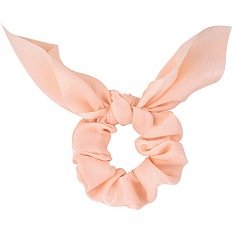 Light Salmon Rabbit Ear Polyester Elastic Hair Accessories, for Girls or Women, Scrunchie/Scrunchy Hair Ties, Light Salmon, 165mm