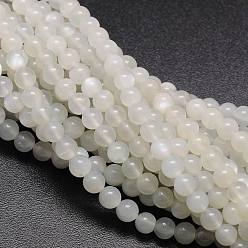 White Moonstone Brins de perles rondes en pierre de lune blanche naturelle, Grade a, 8mm, Trou: 1mm, Environ 46 pcs/chapelet, 15.74 pouce