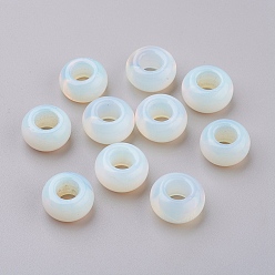 Opalite Perles européennes en opalite synthétique, Perles avec un grand trou   , rondelle, 12x6mm, Trou: 5mm