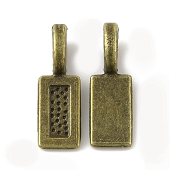 Antique Bronze Alloy Glue-on Flat Pad Bails, Rectangle Pendant Bails, Antique Bronze, 20.5x7x1~6mm, Hole: 6x4mm