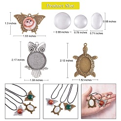 Mixed Color DIY Animal Pendant Jewelry Making Kit, Including Butterfly & Turtle & Owl Alloy Cabochon Settings, Glass Cabochons, Mixed Color, 27Pcs/box